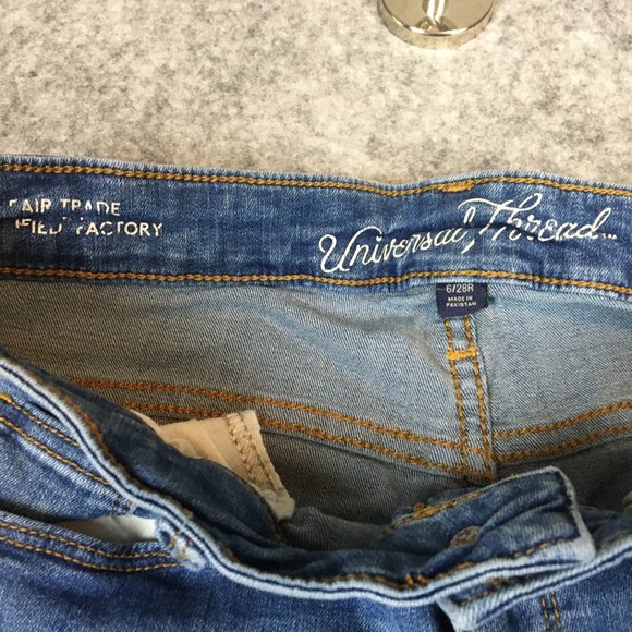Universal Thread Jeans 6 28 High Rise Skinny Medium Wash Distressed Stretch Blue - Picture 7 of 15